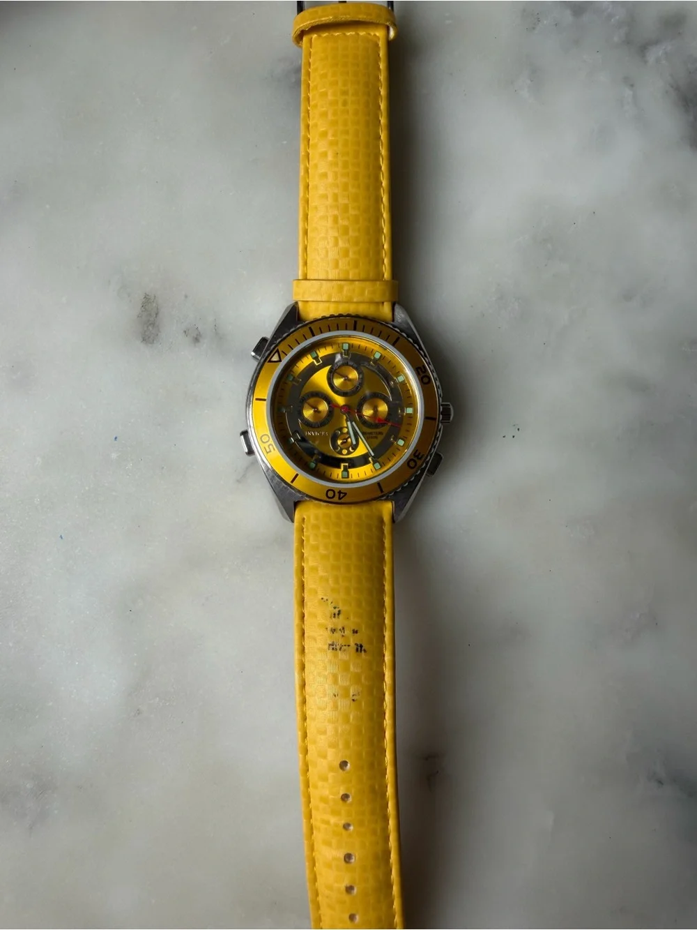 Invicta Yellow and Silver Chronograph Watch